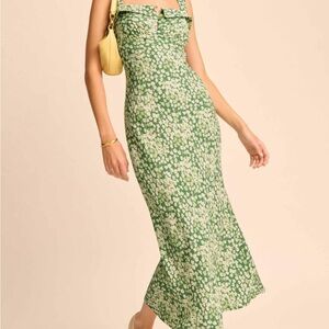 Reformation Green Floral Maxi Tancy Dress